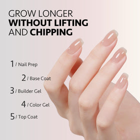 GAOY gel being applied on a nail form demonstrating extension control and structure benefit