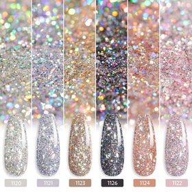 GAOY nail swatches on sample tips showing six chrome colors for design choices