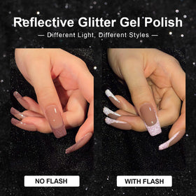 GAOY close-up brush stroke showing reflective glitter texture and smooth application
