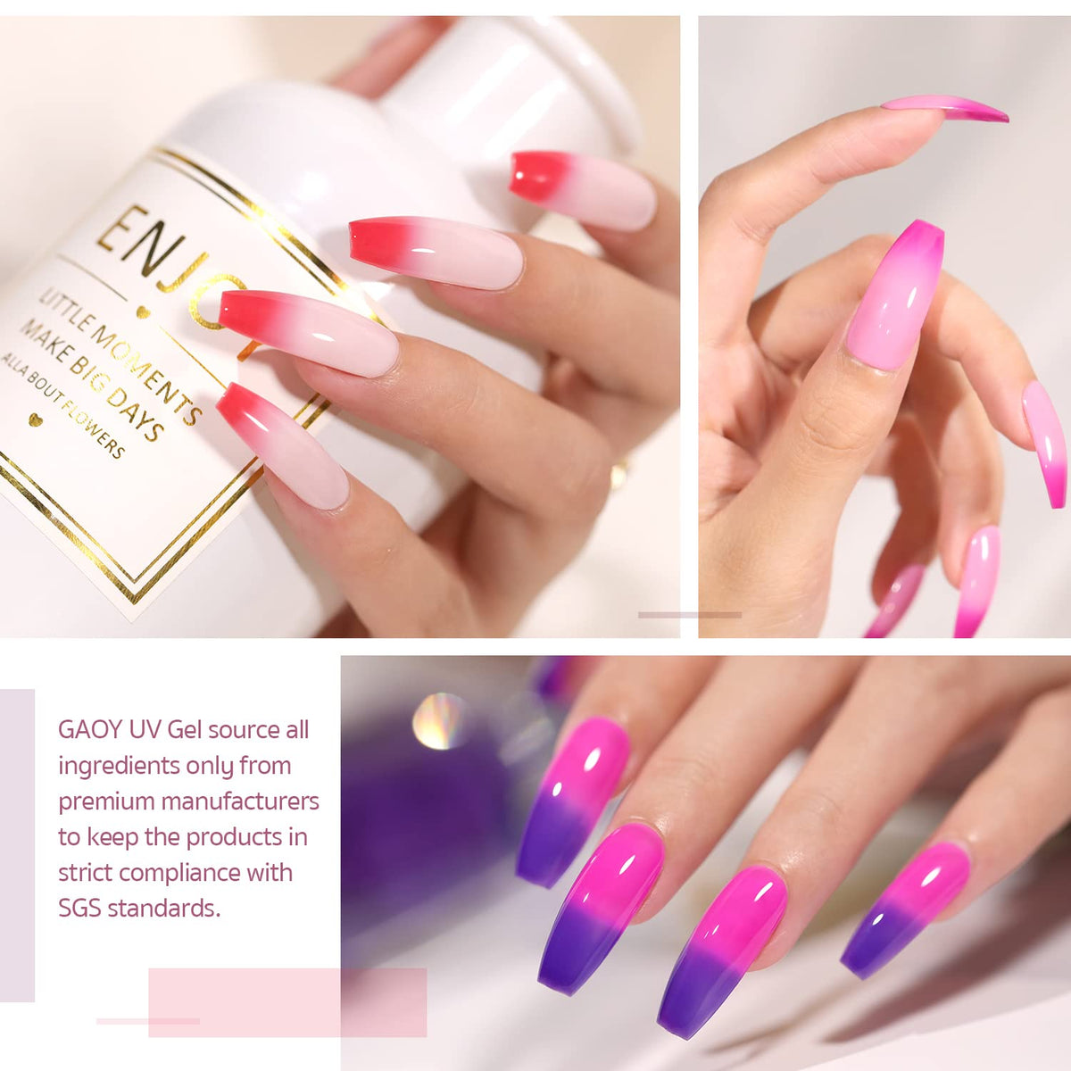 GAOY close-up of cured gel texture showing glossy finish and durability