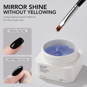 GAOY close-up of glassy top coat texture highlighting clear shine