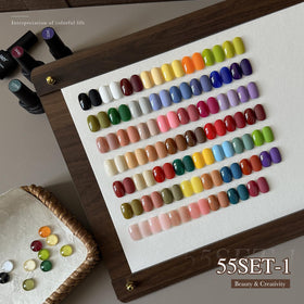 GAOY color palette display highlighting 55 shades for versatile manicures