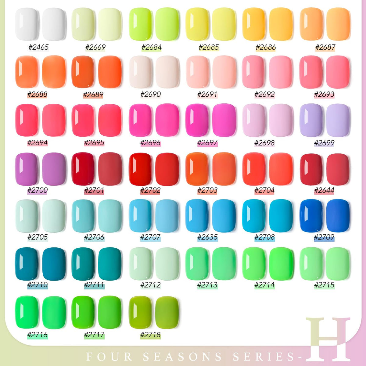 GAOY color range flat lay highlighting neon pinks oranges corals and greens