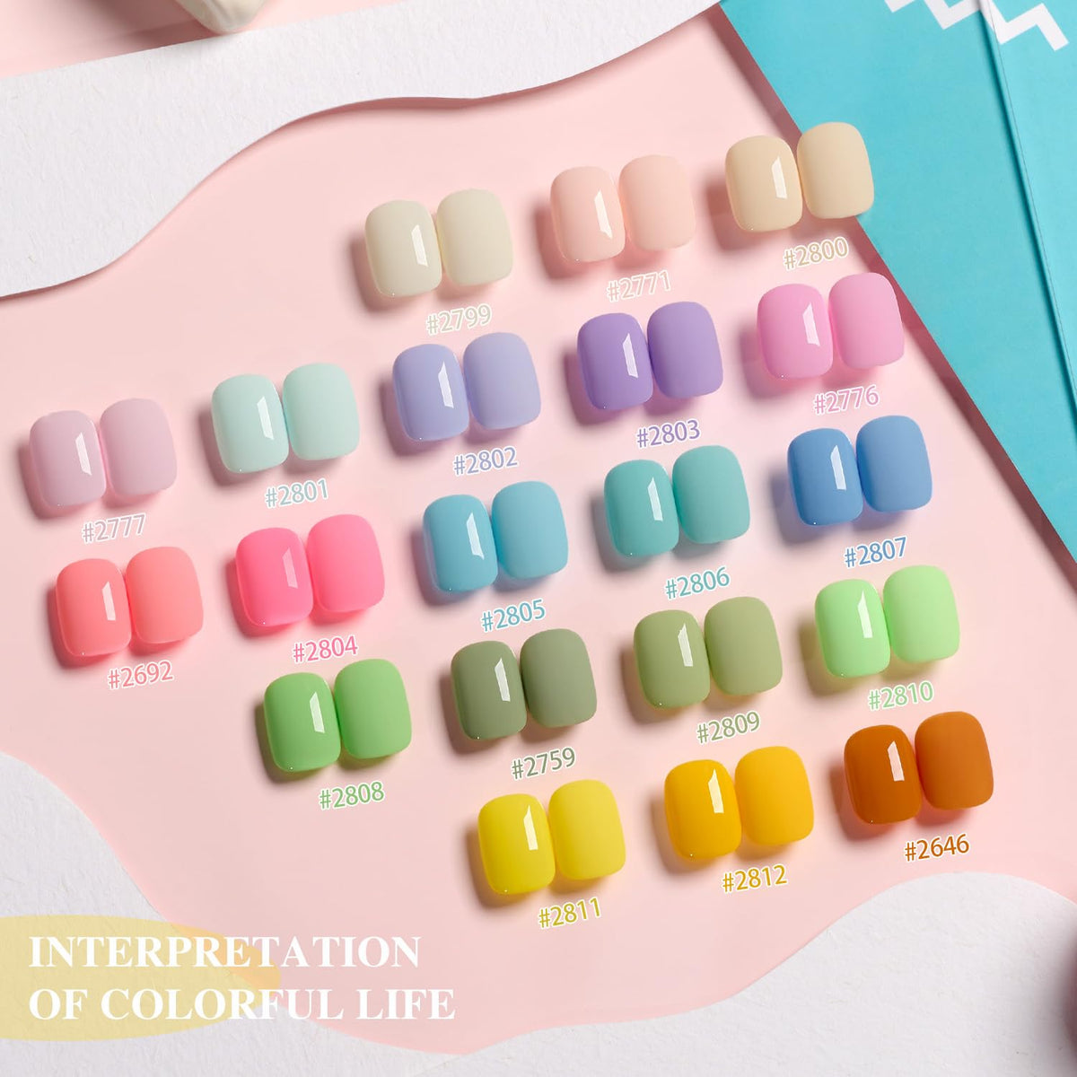 GAOY arranged color swatches on white background illustrating 20 pastel macaron shades for easy selection