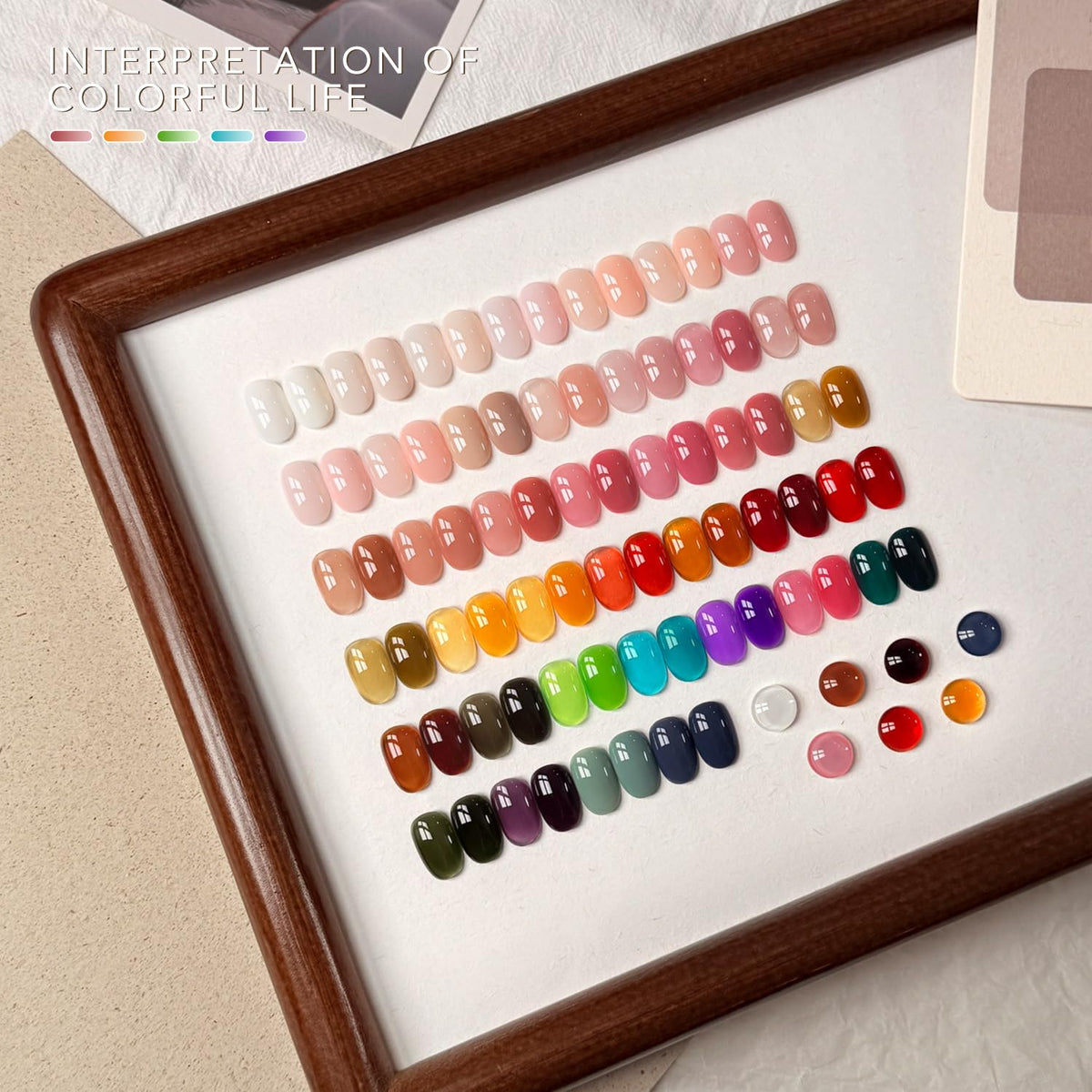 GAOY color swatch display illustrating jelly pinks milky whites and reds