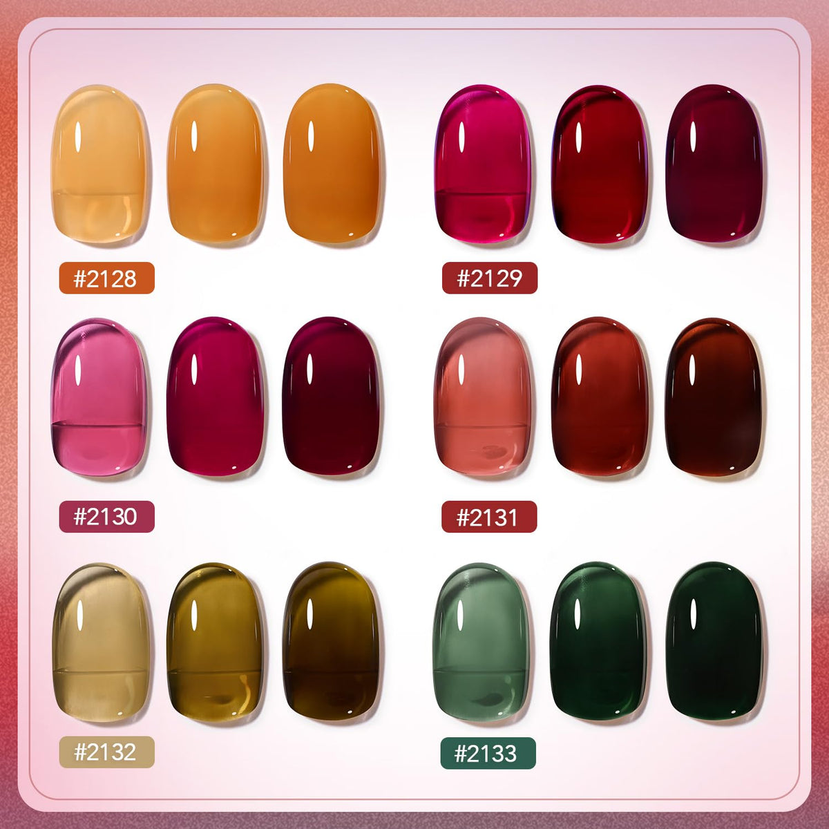 GAOY color swatches strip displaying jelly shades for easy selection