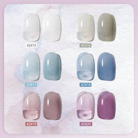 GAOY color swatches of milky blue gray purple showing buildable sheen