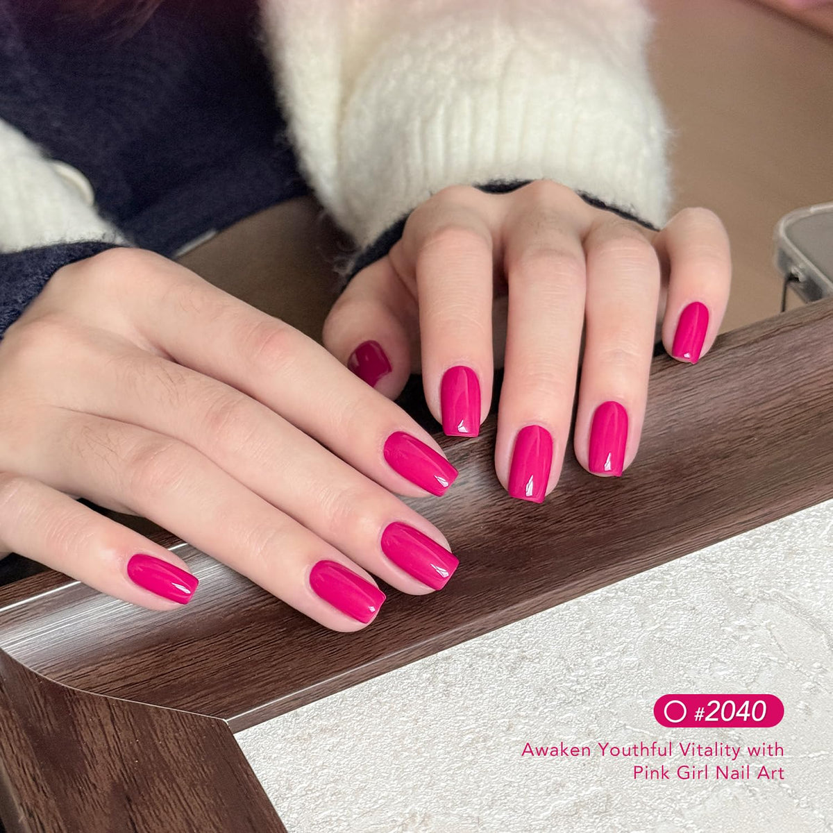 GAOY cured manicure under UV lamp demonstrating glossy finish benefit
