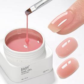 GAOY sea pink builder base bottle front view showing product and shade benefits