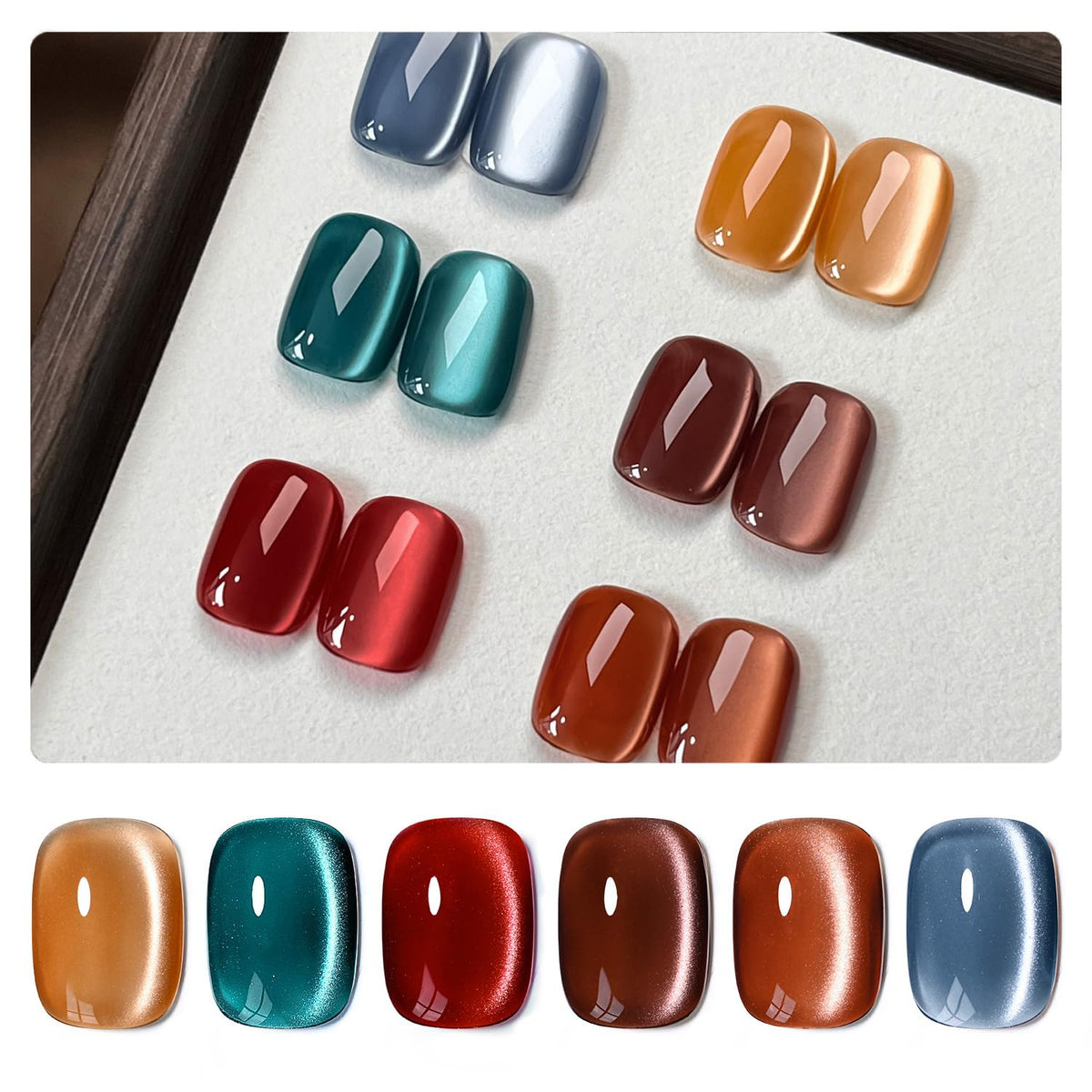 GAOY front packaging showing six gel bottles and magnet, easy home manicure kit