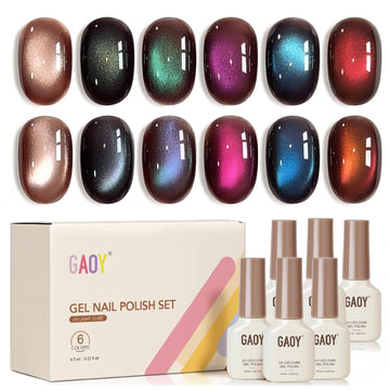 GAOY front packaging showing full cat eye gel kit and magnet for easy application