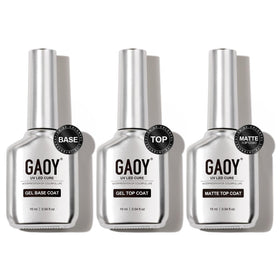 GAOY front packaging showing three 16ml bottles and chrome design for professional finish