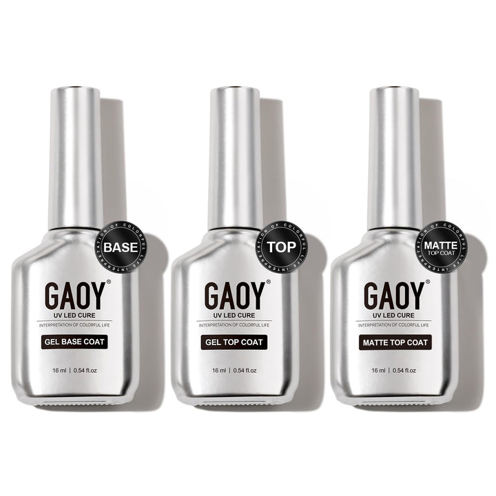 GAOY front packaging showing three 16ml bottles and chrome design for professional finish