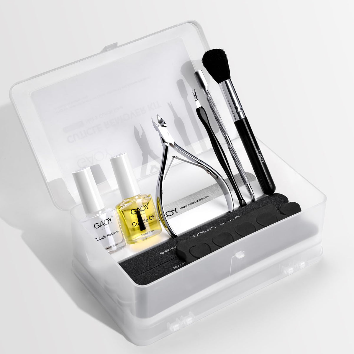 GAOY front packaging showing complete cuticle remover kit benefits
