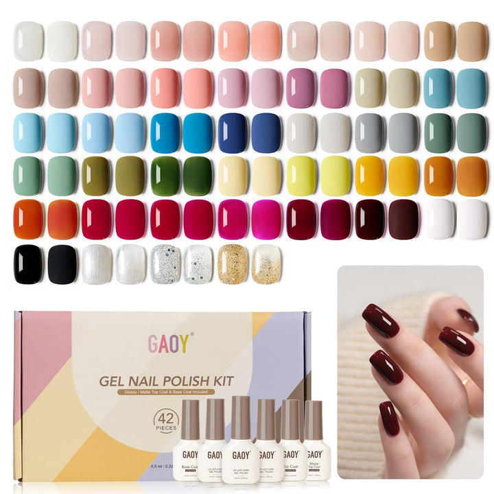 GAOY front packaging showing full 42-piece kit and color variety benefits long wear