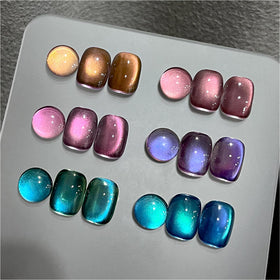 GAOY front packaging showing six glitter cat eye gels and magnet for easy salon results
