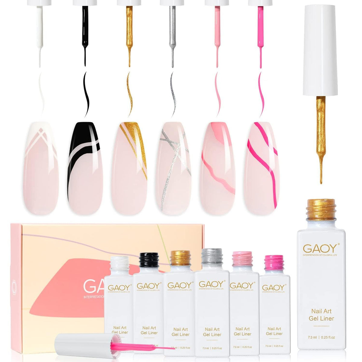 GAOY gel liner set front packaging showing six bottles and neat layout for quick selection
