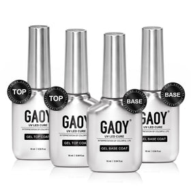 GAOY front packaging showing four 16ml chrome bottles and set benefit of larger volume