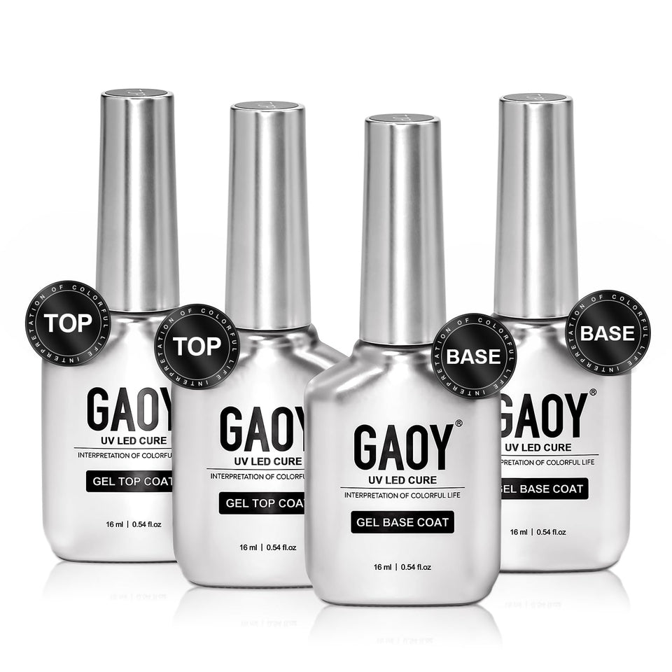 GAOY front packaging showing four 16ml chrome bottles and set benefit of larger volume
