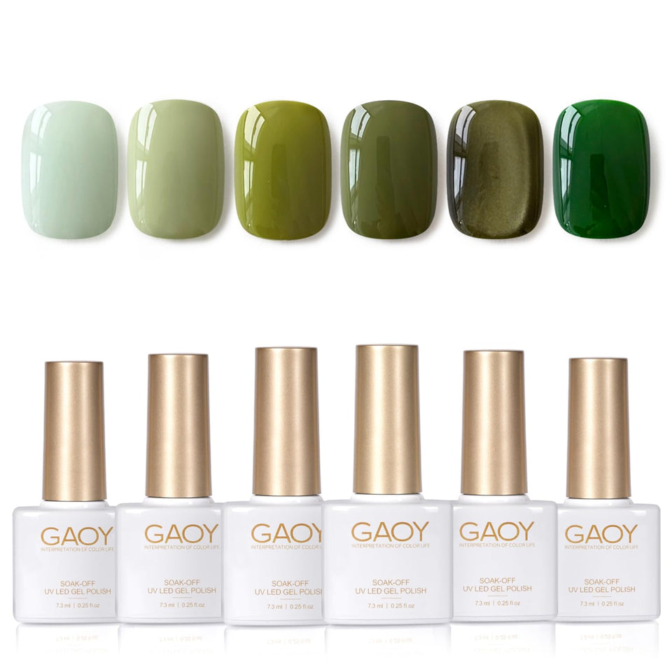 GAOY front packaging showing six dark green cat eye bottles and magnet for easy selection
