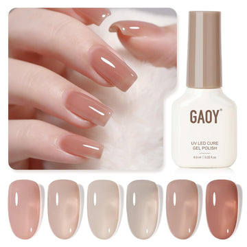 GAOY front packaging showing six jelly gel bottles, ideal kit for at-home manicures