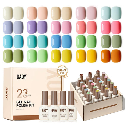 GAOY kit front packaging showing all 23 pieces and colorful pastel bottles, clear organization benefit