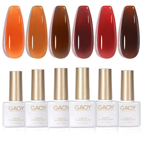 GAOY front packaging showing six jelly gel bottles and color range for easy selection