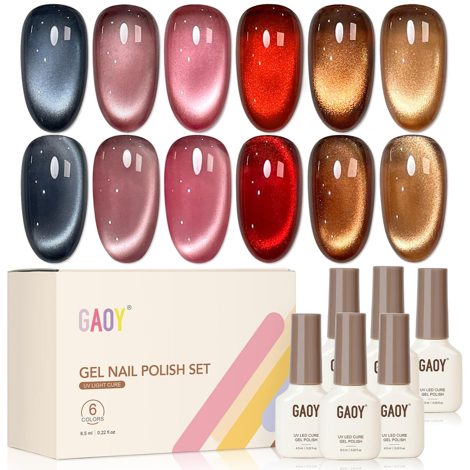 GAOY front packaging showing six gel bottles and magnet for versatile designs