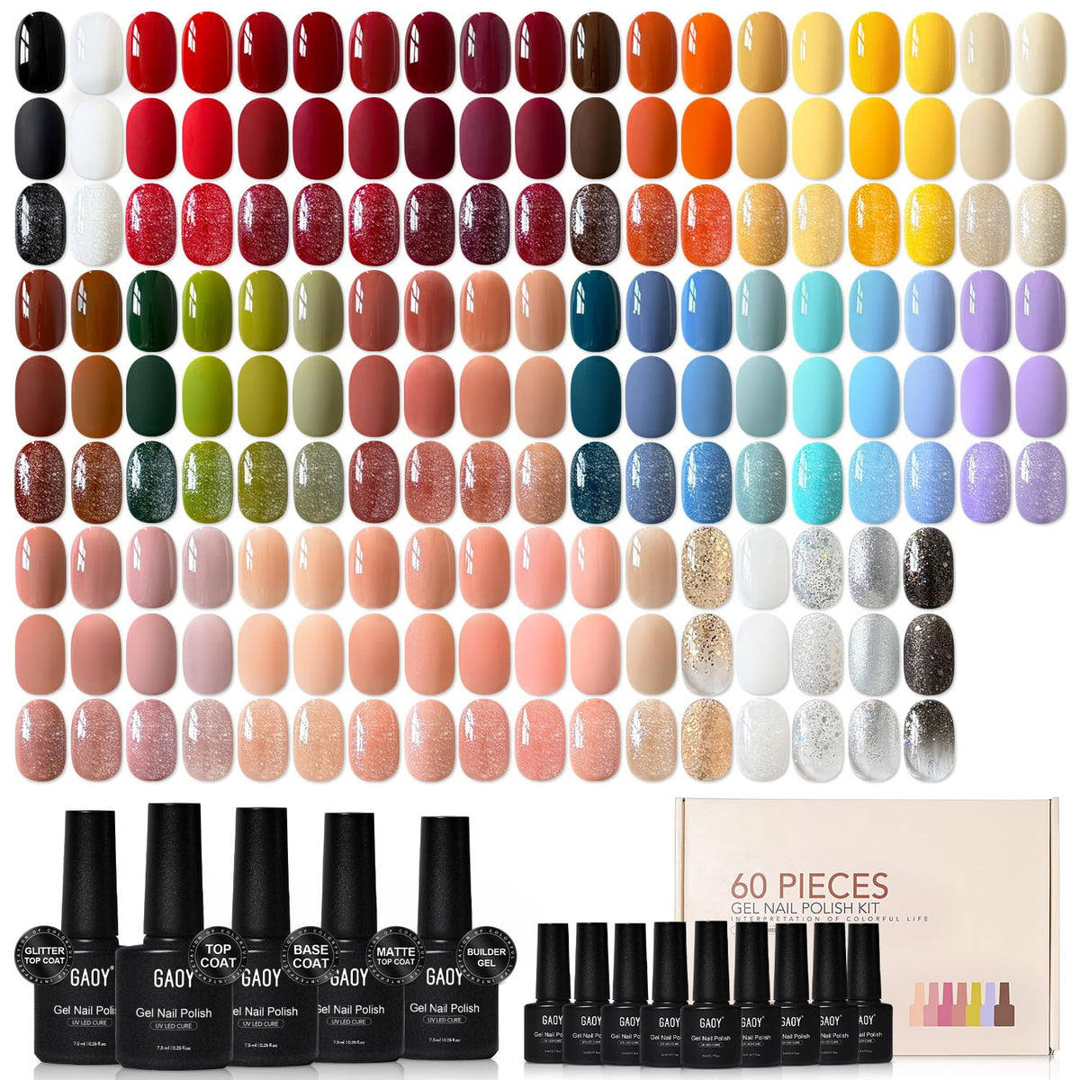 GAOY front packaging showing full 60-piece kit and color range, perfect for gifting