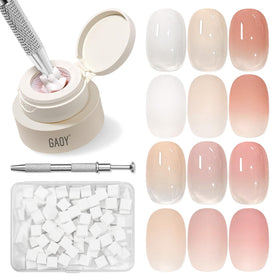 GAOY front packaging showing six ombre gel jars and compact storage benefit