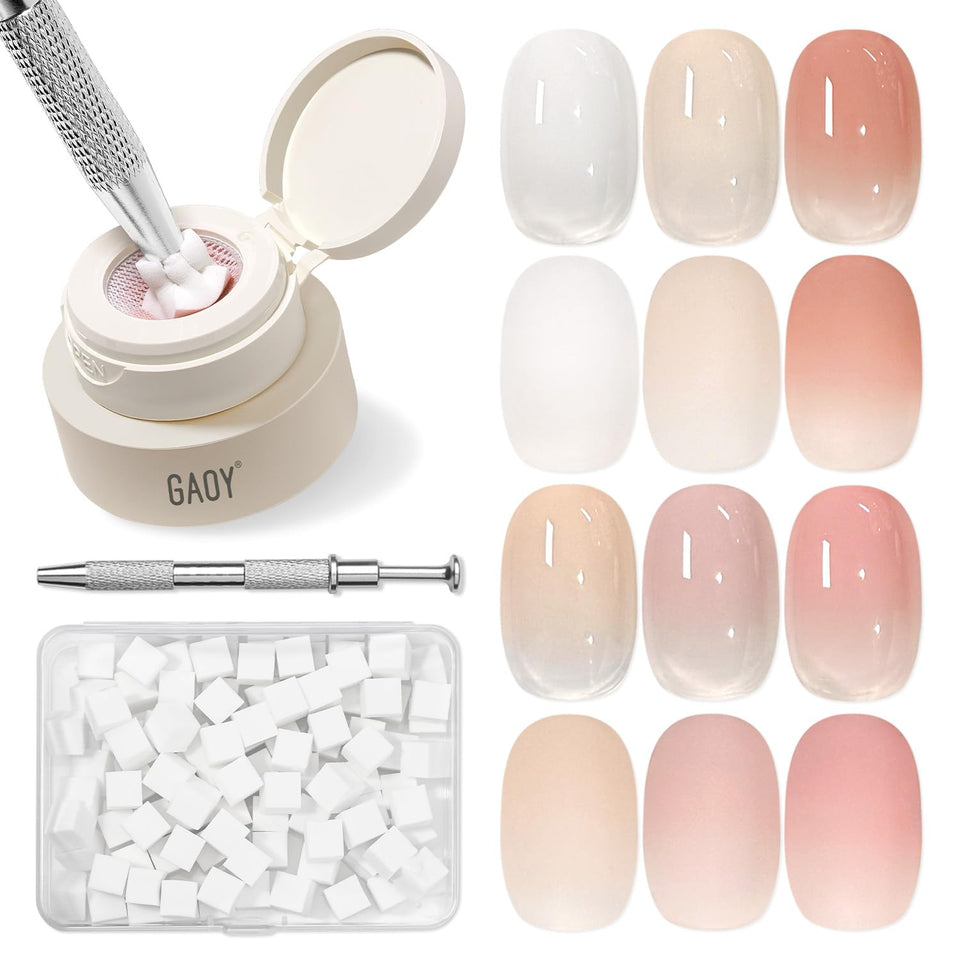 GAOY front packaging showing six ombre gel jars and compact storage benefit