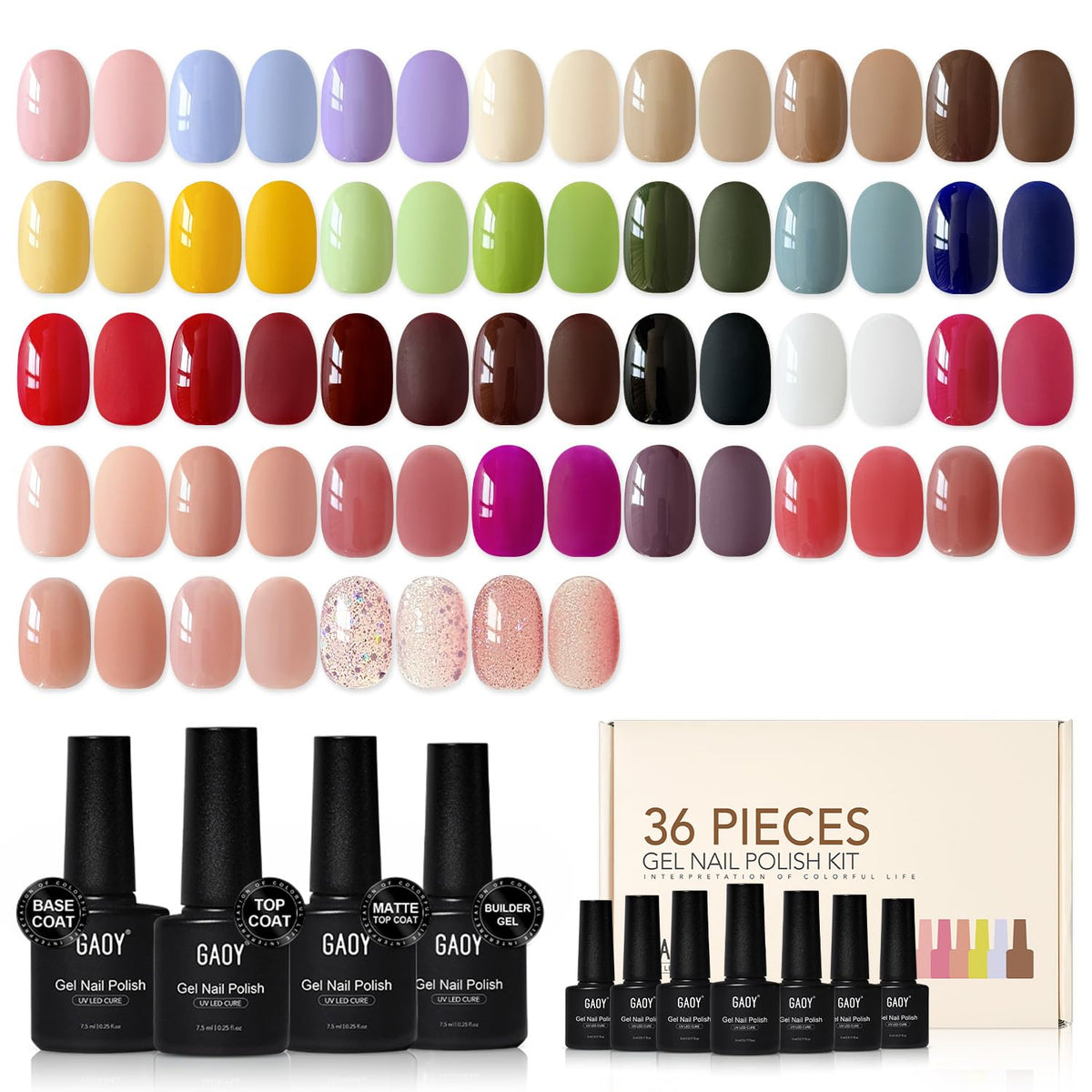 GAOY front packaging showing full kit for easy at-home manicures