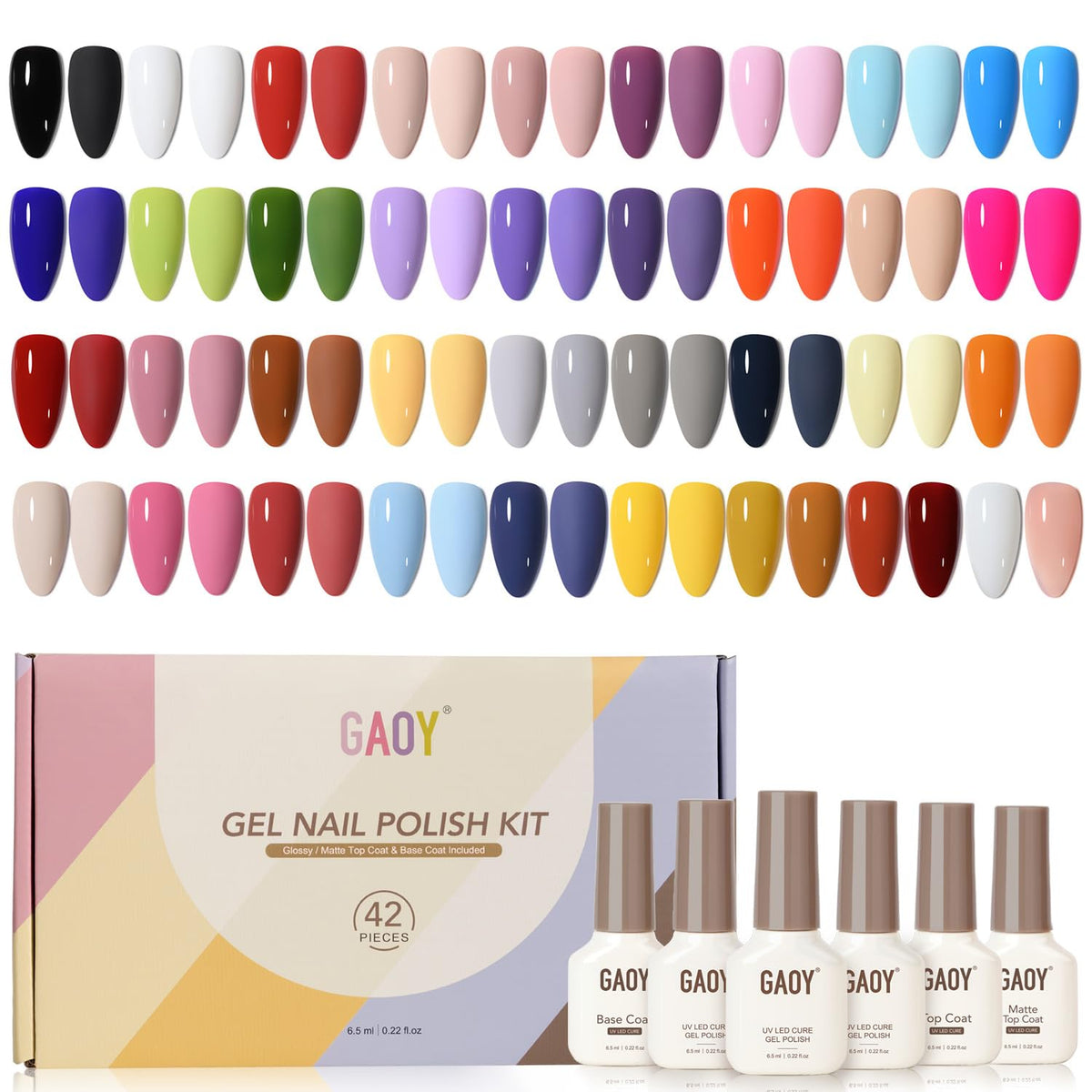 GAOY front packaging showing full 42-piece set and clear labeling benefits