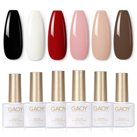 GAOY front packaging showing six gel bottles and kit contents for easy selection