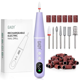 GAOY front view of violet nail drill showing compact sleek design and portability