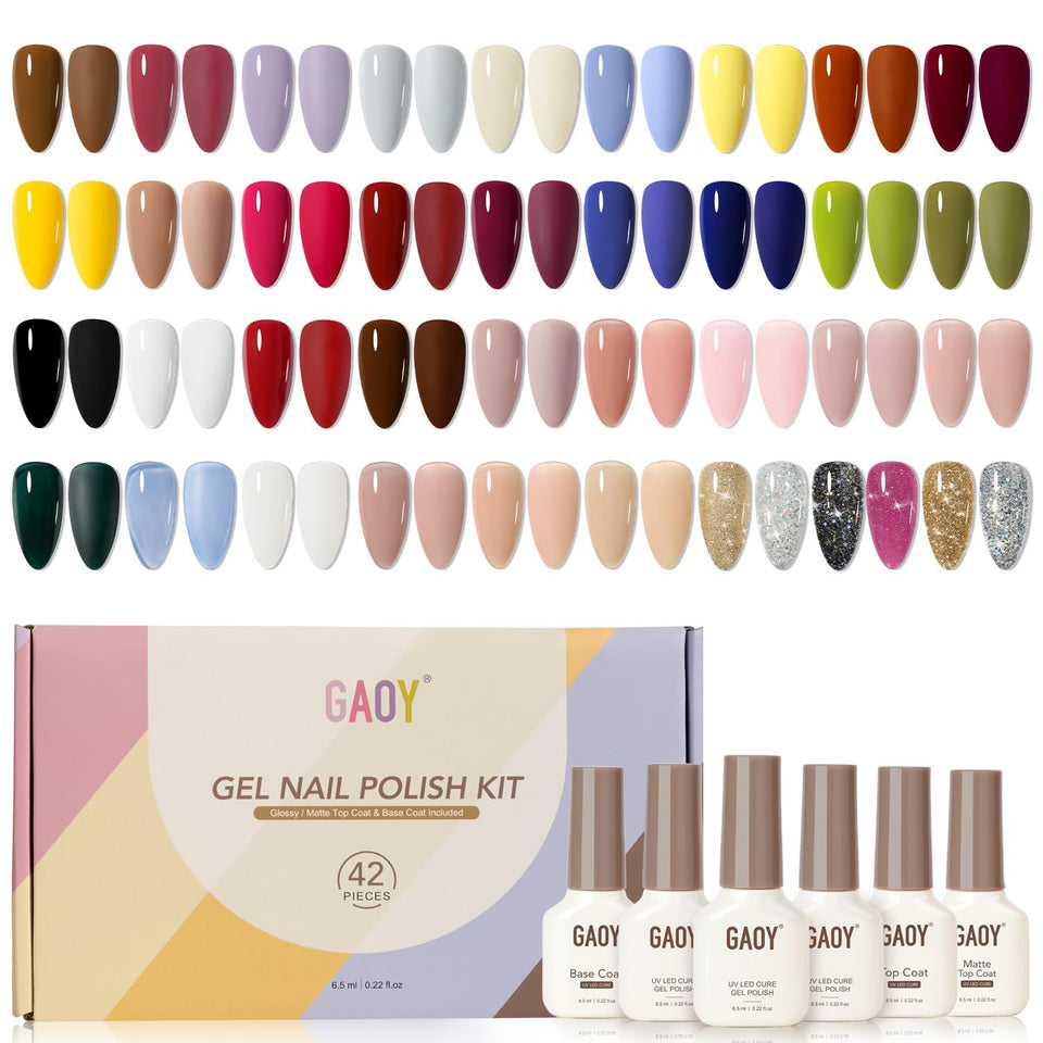 GAOY full kit layout showing 39 colors and three finishing bottles for variety