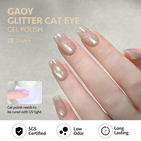 GAOY glitter texture closeup showing holographic shimmer for high-impact salon finish