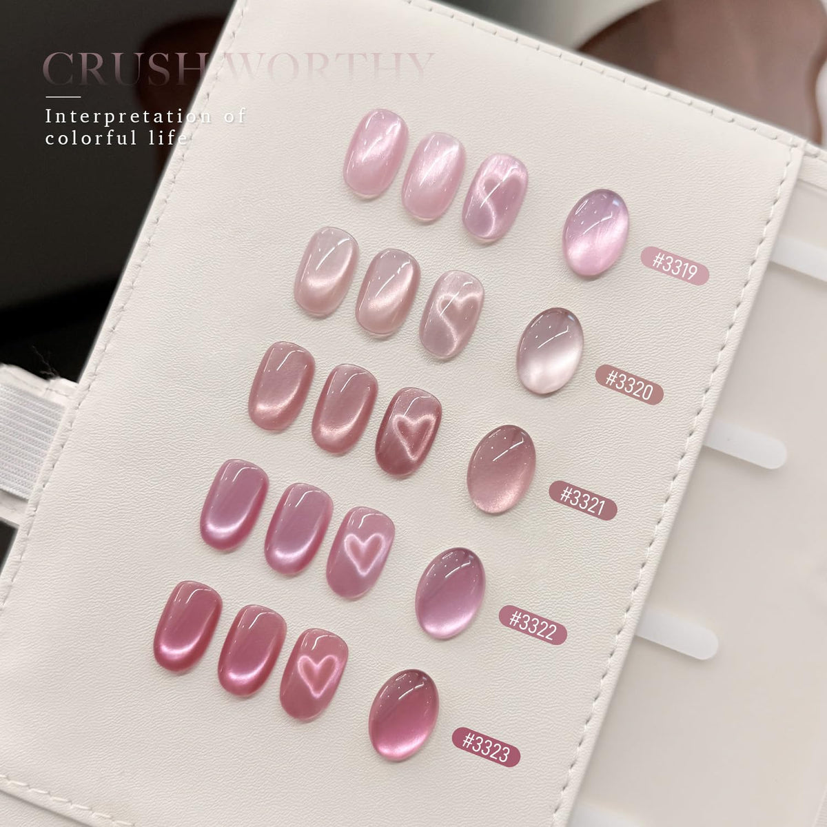 GAOY finished manicure on hand model showcasing pink holographic cat-eye shine for outings