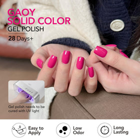 GAOY lifestyle image of hands with pink gel manicure showcasing salon look
