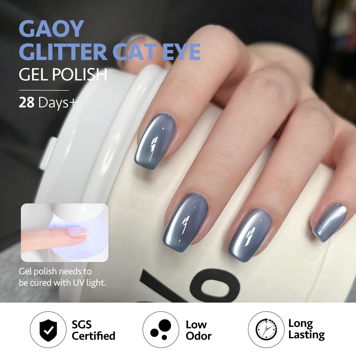 GAOY magnet held over nail during application demonstrating cat eye creation benefit
