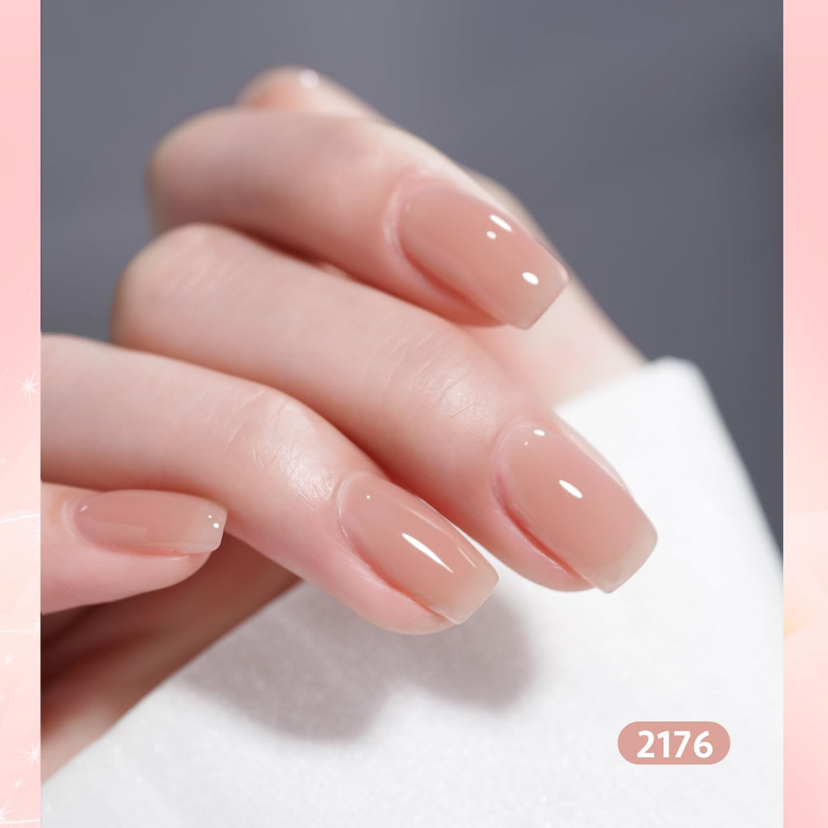 GAOY in-use salon manicure with cured nails demonstrating glossy, long-lasting milky finish