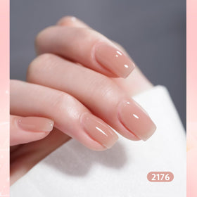 GAOY in-use salon manicure with cured nails demonstrating glossy, long-lasting milky finish