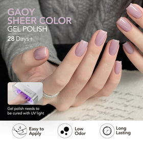 GAOY on vanity with lamp showing at-home gel application convenience