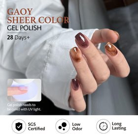GAOY label and bottle details showing volume and cure instructions, clear usage benefit
