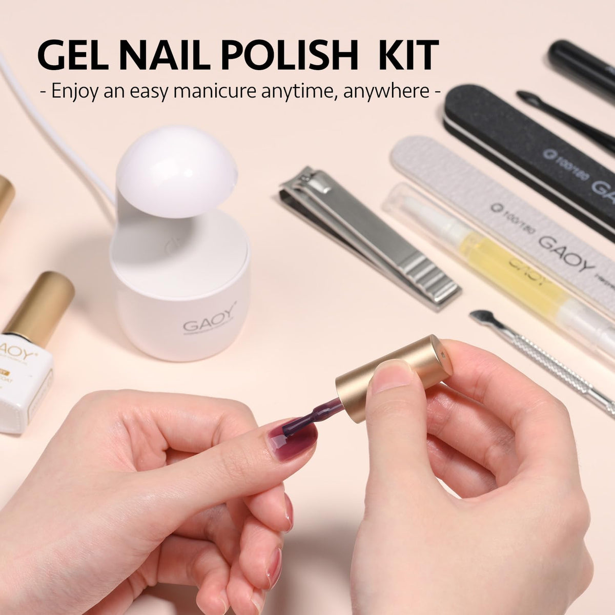 GAOY at-home manicure lifestyle scene illustrating easy DIY salon finish