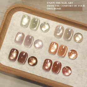 GAOY lifestyle hands holding coffee exhibiting finished cat eye manicure for everyday elegance