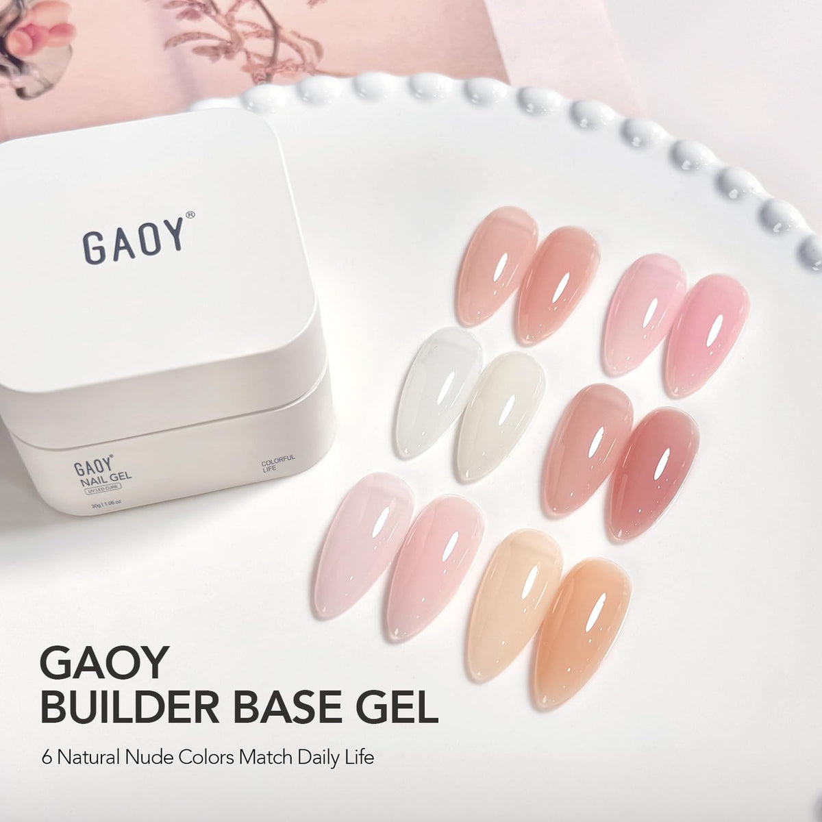 GAOY lifestyle home manicure scene showing convenient at-home gel strengthening routine