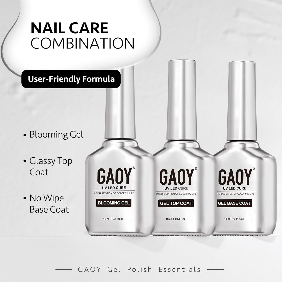 GAOY finished manicure on hands showing salon-quality glossy floral design