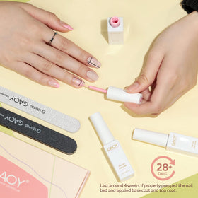 GAOY gel liners on a manicure table with tools showing how the kit enhances home nail art