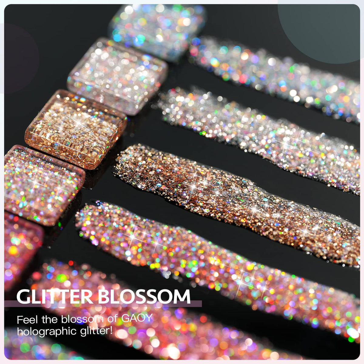 GAOY finished manicure at a party highlighting glitter nails and long-lasting shine